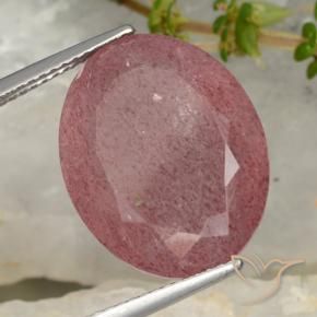 Quartzo Morango Rosa escuro Natural 15.08ct, oval, Translúcido