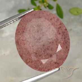 Quartzo Morango rosa rosa Natural 13.42ct, oval, Translúcido