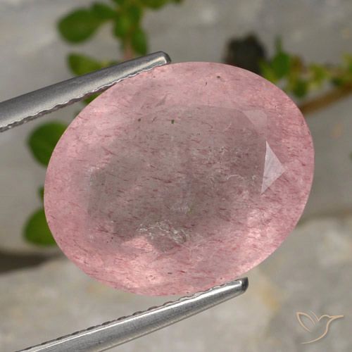 8.28ct Natural Luz rosa Quartzo Morango, oval, Translúcido