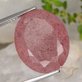 Quartzo Morango Vermelho escuro Natural 13.81ct, oval, Translúcido