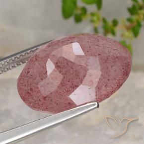 Quartzo Morango Vermelho escuro Natural 13.81ct, oval, Translúcido