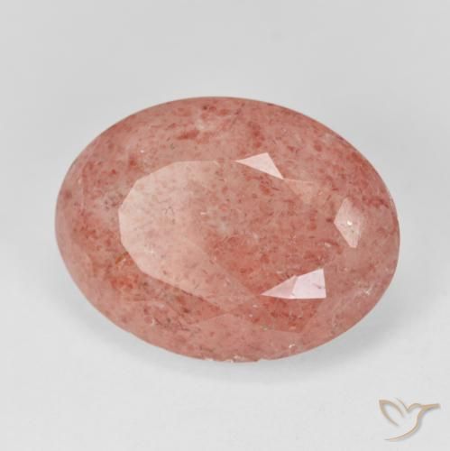 Quartzo Morango vermelho médio Natural 17.53ct, oval, Translúcido