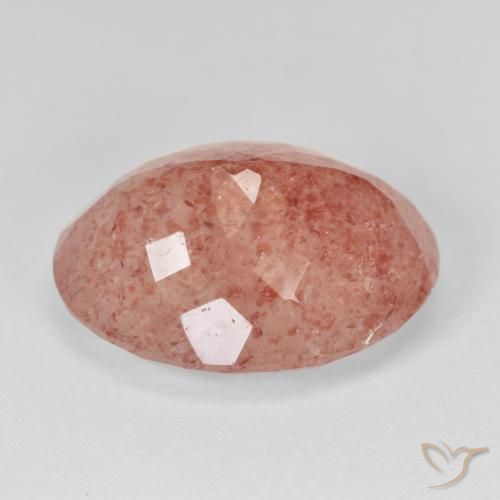 Quartzo Morango vermelho médio Natural 17.53ct, oval, Translúcido