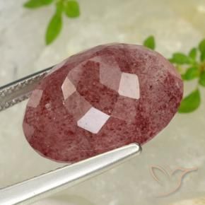 Quartzo Morango Vermelho cereja arroxeado Natural 17.12ct, oval, Translúcido