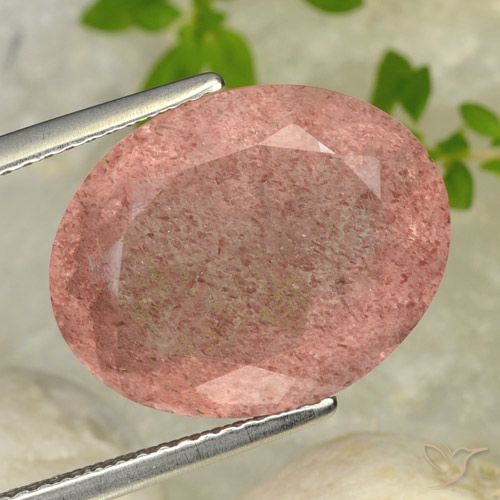 8.69ct Natural rosa médio Quartzo Morango, oval, Translúcido