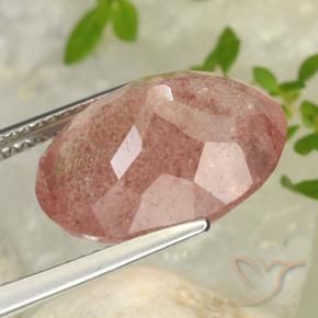 Quartzo Morango rosa médio Natural 8.69ct, oval, Translúcido