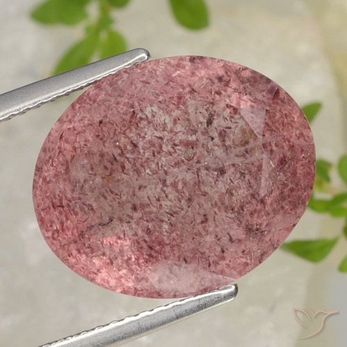 11.41ct Natural rosa médio Quartzo Morango, oval, Translúcido