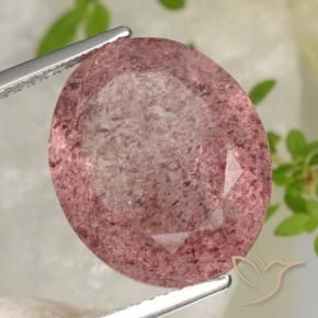 Quartzo Morango rosa médio Natural 11.41ct, oval, Translúcido