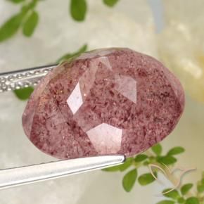 Quartzo Morango rosa médio Natural 11.41ct, oval, Translúcido