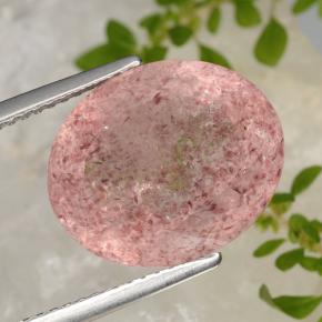 Quartzo Morango Rosa Claro Rosa Natural 9.40ct, Corte Oval, Translúcido