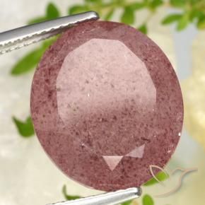 Quartzo Morango Vermelho escuro Natural 13.91ct, oval, Translúcido