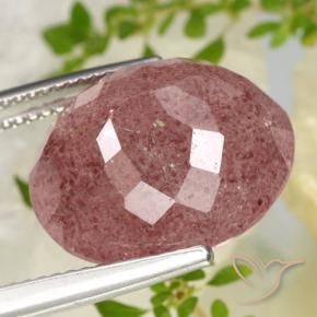 Quartzo Morango Vermelho escuro Natural 13.91ct, oval, Translúcido