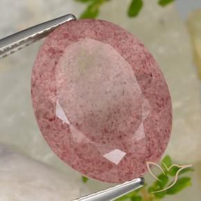 Quartzo Morango vermelho arroxeado Natural 15.43ct, oval, Translúcido