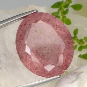 Quartzo Morango Vermelho escuro Natural 24.85ct, oval, Translúcido