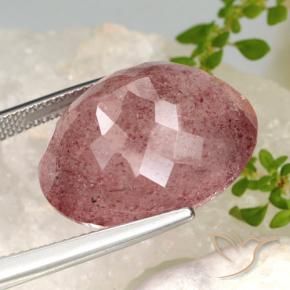 Quartzo Morango Vermelho escuro Natural 24.85ct, oval, Translúcido