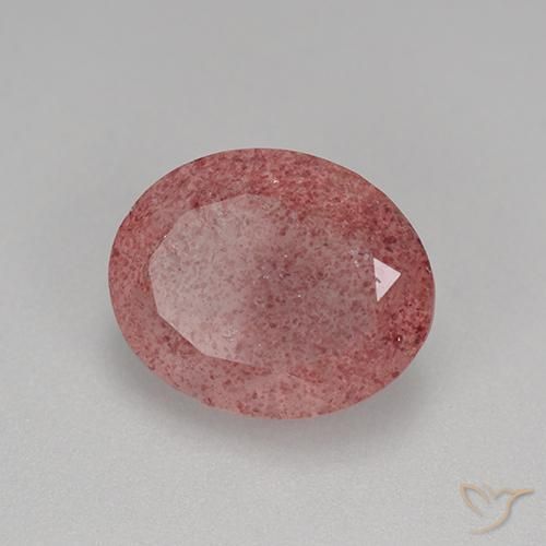Quartzo Morango Rosa Intenso Natural 7.64ct, oval, Translúcido