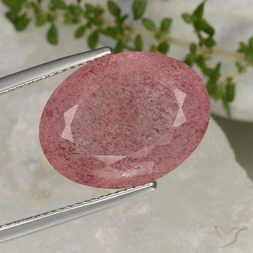 13.38ct Natural Rosa Intenso Quartzo Morango, oval, Translúcido