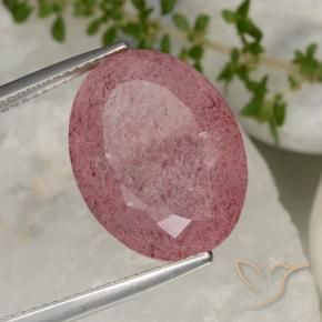 Quartzo Morango Rosa Intenso Natural 13.38ct, oval, Translúcido