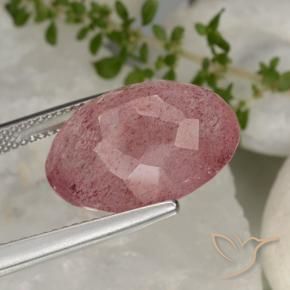 Quartzo Morango Rosa Intenso Natural 13.38ct, oval, Translúcido