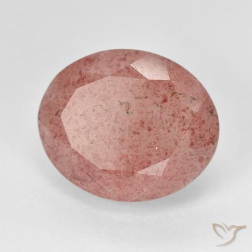 Quartzo Morango vermelho médio Natural 11.60ct, oval, Translúcido