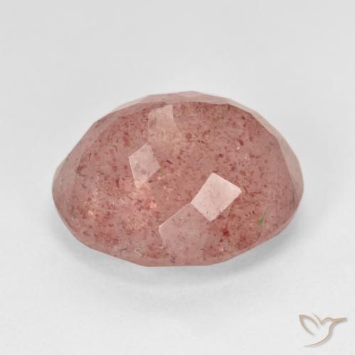 Quartzo Morango vermelho médio Natural 11.60ct, oval, Translúcido