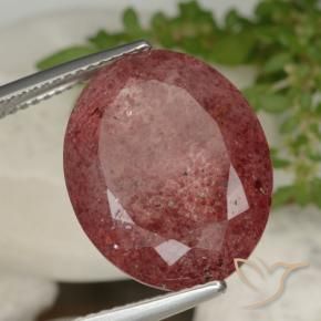 Quartzo Morango Sangria Tinto Natural 13.92ct, oval, Translúcido