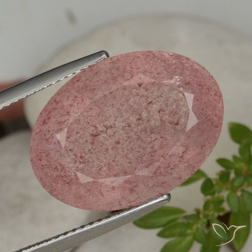 15.28ct Natural Rosa Intenso Quartzo Morango, oval, Translúcido