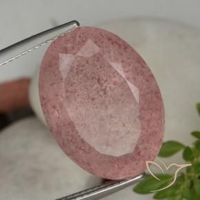Quartzo Morango Rosa Intenso Natural 15.28ct, oval, Translúcido