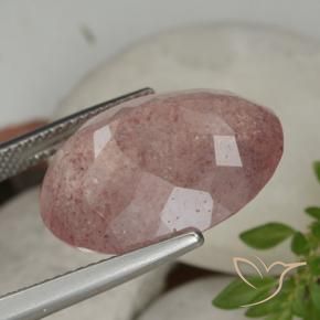 Quartzo Morango Rosa Intenso Natural 15.28ct, oval, Translúcido