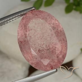 Quartzo Morango Rosa Intenso Natural 14.16ct, oval, Translúcido
