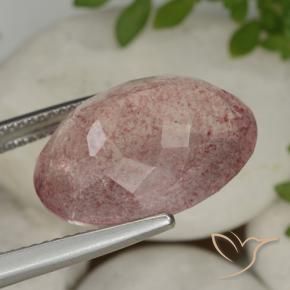 Quartzo Morango Rosa Intenso Natural 14.16ct, oval, Translúcido