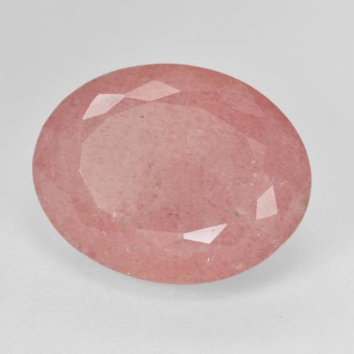 Quartzo Morango Rosa Intenso Natural 13.85ct, Corte Oval, Translúcido