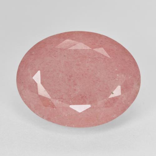 Quartzo Morango Rosa Intenso Natural 13.85ct, Corte Oval, Translúcido