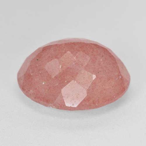 Quartzo Morango Rosa Intenso Natural 13.85ct, Corte Oval, Translúcido