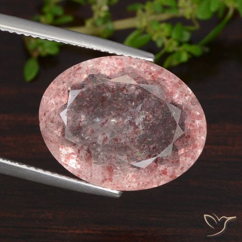 12.52ct Natural Rosa Intenso Quartzo Morango, oval, Translúcido