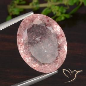 Quartzo Morango Rosa Intenso Natural 12.52ct, oval, Translúcido