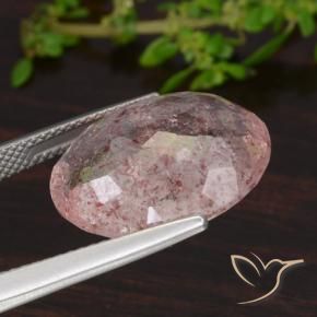 Quartzo Morango Rosa Intenso Natural 12.52ct, oval, Translúcido