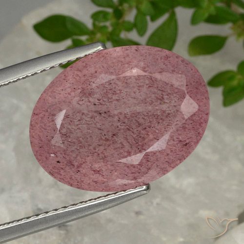 11.60ct Natural rosa médio Quartzo Morango, oval, Translúcido