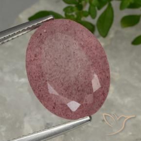 Quartzo Morango rosa médio Natural 11.60ct, oval, Translúcido