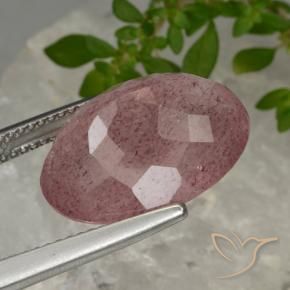 Quartzo Morango rosa médio Natural 11.60ct, oval, Translúcido