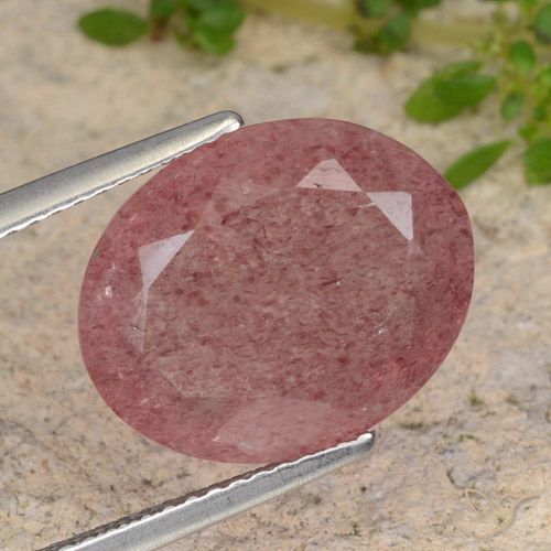 6.85ct Natural rosa médio Quartzo Morango, oval, Translúcido