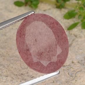 Quartzo Morango rosa médio Natural 6.85ct, oval, Translúcido