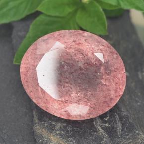 Quartzo morango rosa natural 8,93ct, corte oval, translúcido