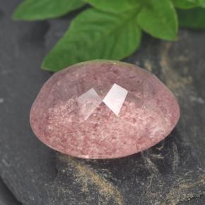 Quartzo morango rosa natural 8,93ct, corte oval, translúcido