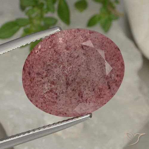 13.88ct Natural rosa rosa Quartzo Morango, oval, Translúcido