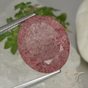 Quartzo Morango rosa rosa Natural 13.88ct, oval, Translúcido