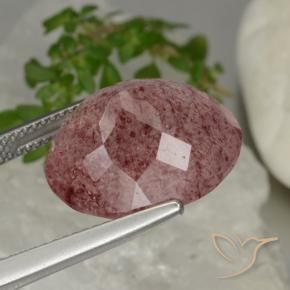 Quartzo Morango rosa rosa Natural 13.88ct, oval, Translúcido