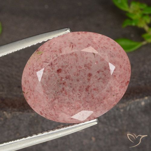 13.48ct Natural Laranja Rosa Quartzo Morango, oval, Translúcido