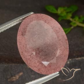 Quartzo Morango Rosa Intenso Natural 12.98ct, oval, Translúcido