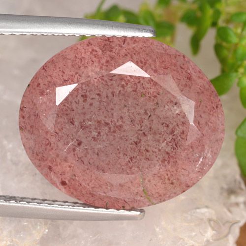 14.58ct Natural Laranja Rosa Quartzo Morango, oval, Translúcido